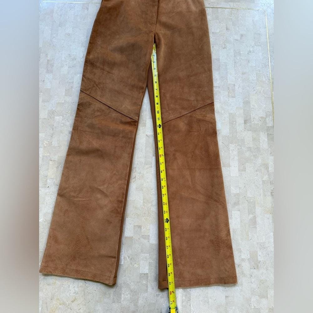 Vintage Retro BB1‎ Country Western Genuine Suede Leather Camel Pants Sz S $198 - Picture 3 of 10